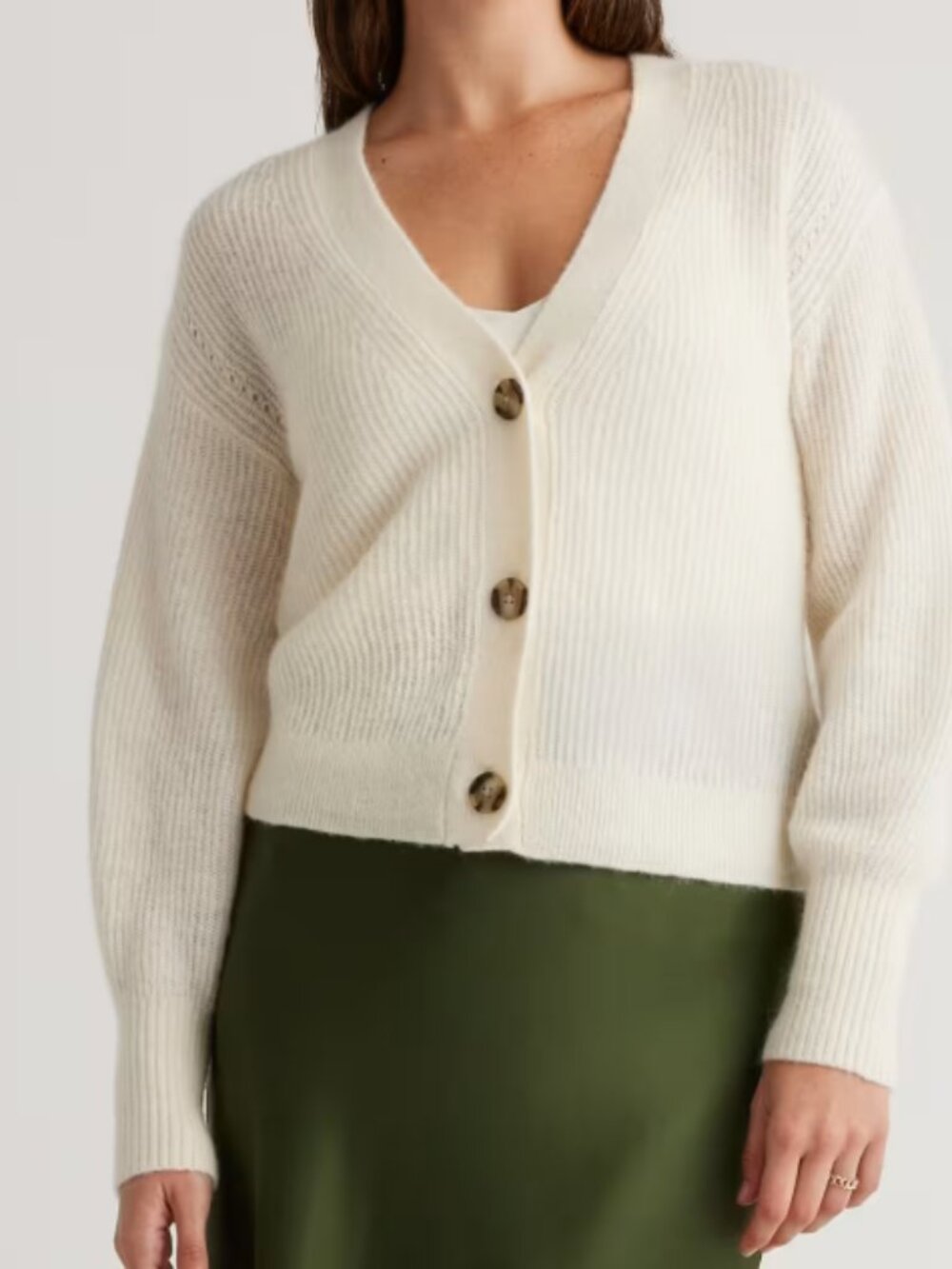 Quince Baby Alpaca-Wool Cropped Cardigan Ivory XL NWT